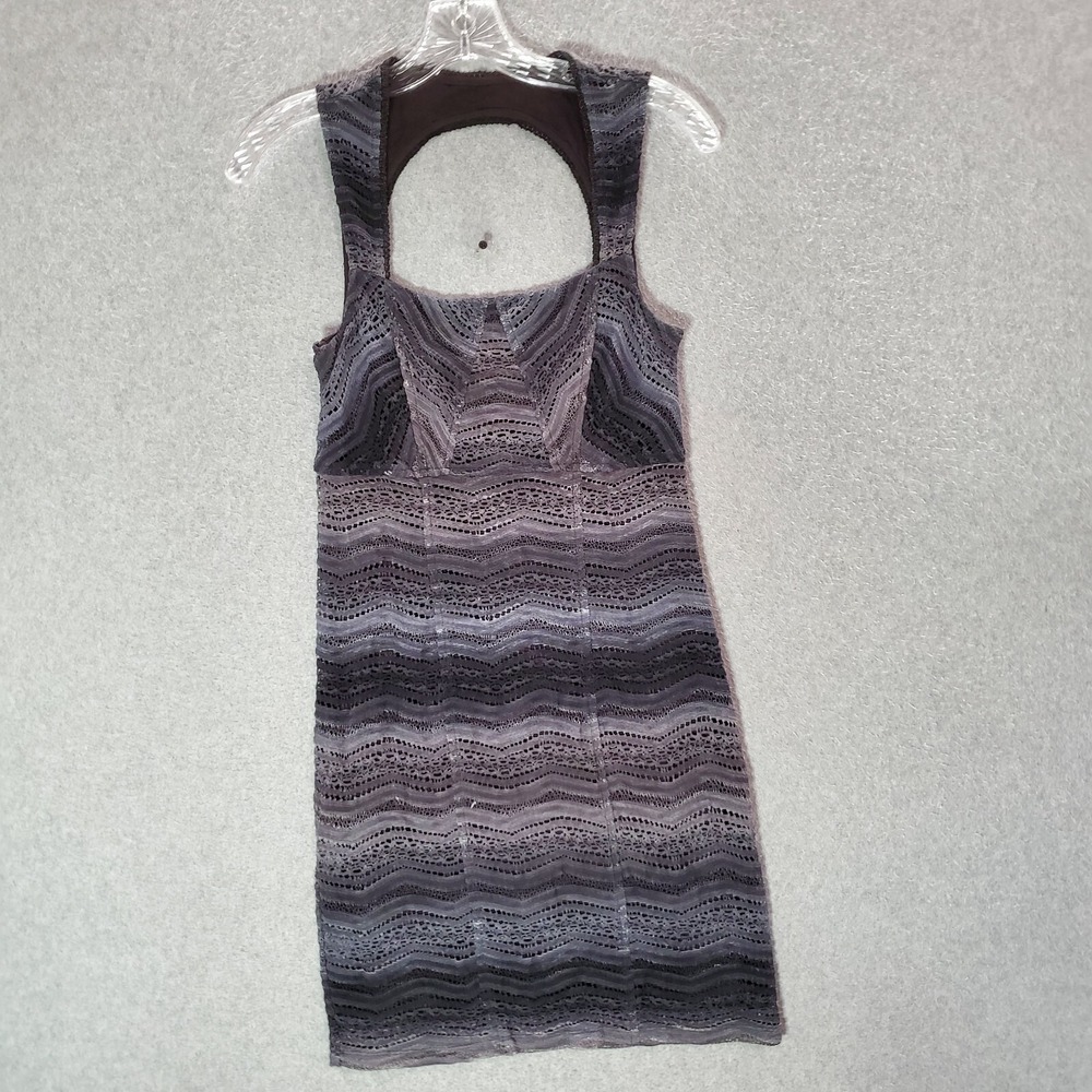 Free People Women Dress Small Gray Striped All You Ever Wanted Mini Bodycon Lace